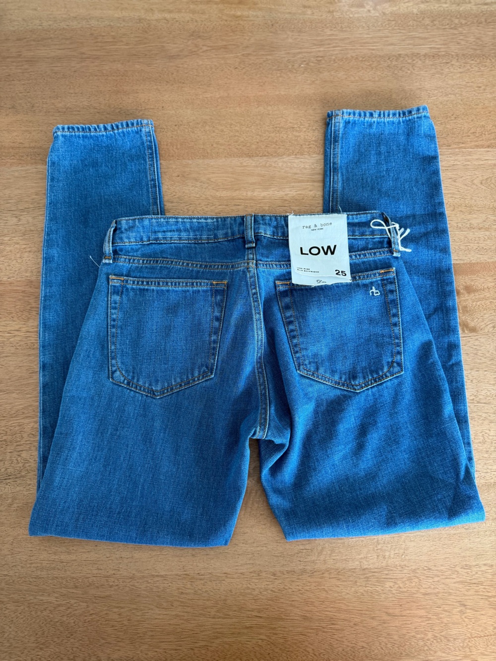 Rag & Bone Slim Boyfriend Jeans Size 25 Low Rise Y2K 2000s Blue Denim NEW
